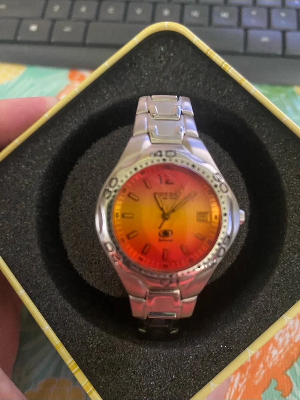 Woman’s Fossil Gradient Orange-Red Dial Watch